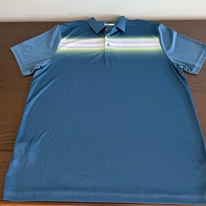 PGA Tour Pro Series Men’s Polo Shirt Poly Blue Yellow White Athletic Cut XXL